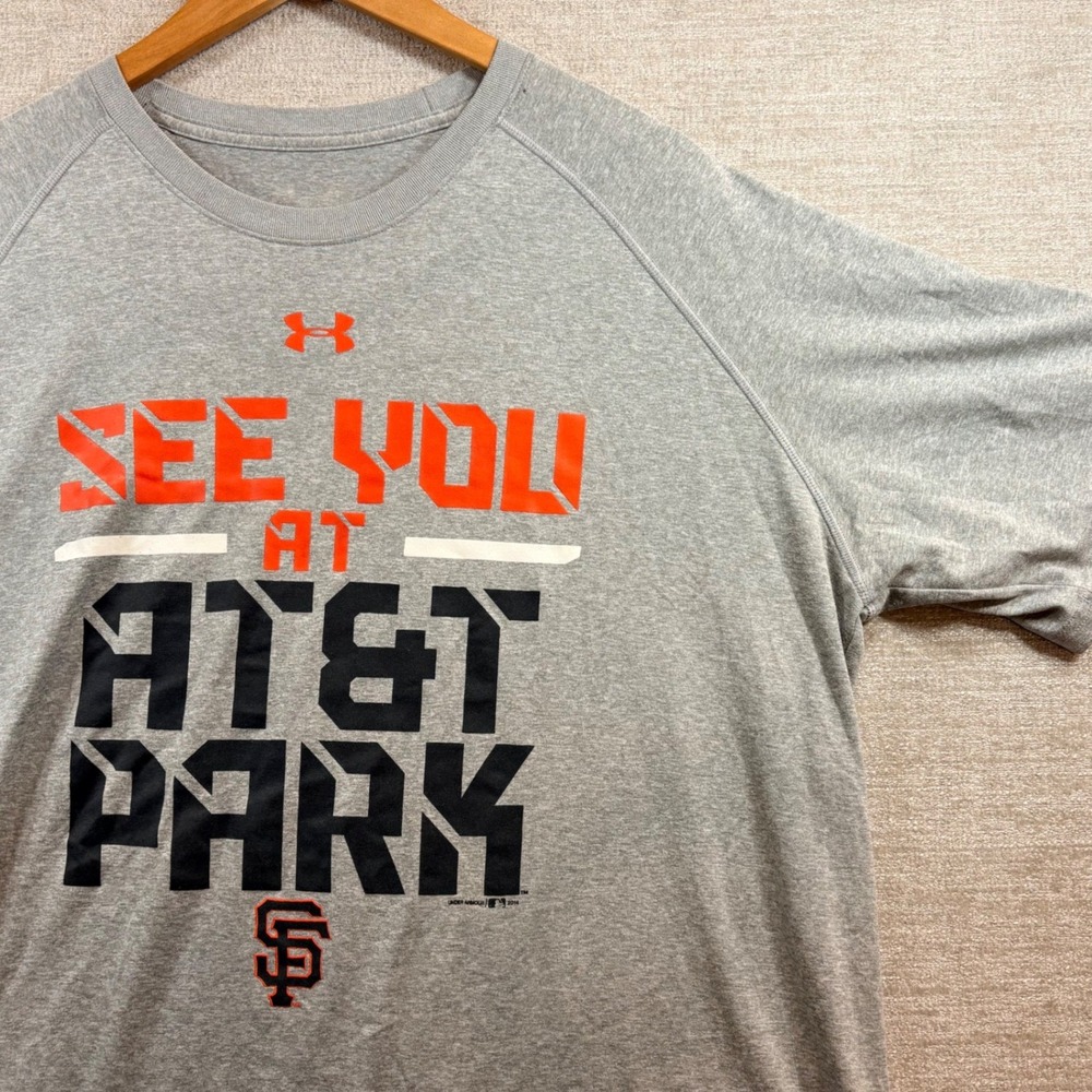 MLB Under Armour San Francisco Giants AT&T Park Grey Raglan Tee Mens XL Baseball